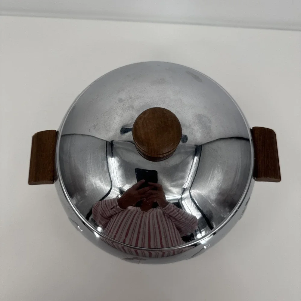 Vintage MCM Penguin Hot and Cold Server Dish Ice Bucket Chrome By West Bend